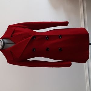 Double breasted red wool coat